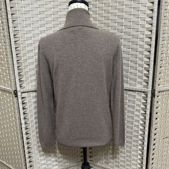Vintage Charter Club 2-ply 100% Cashmere Sweater Women’s M Tan Button Cowl Neck - Picture 3 of 9